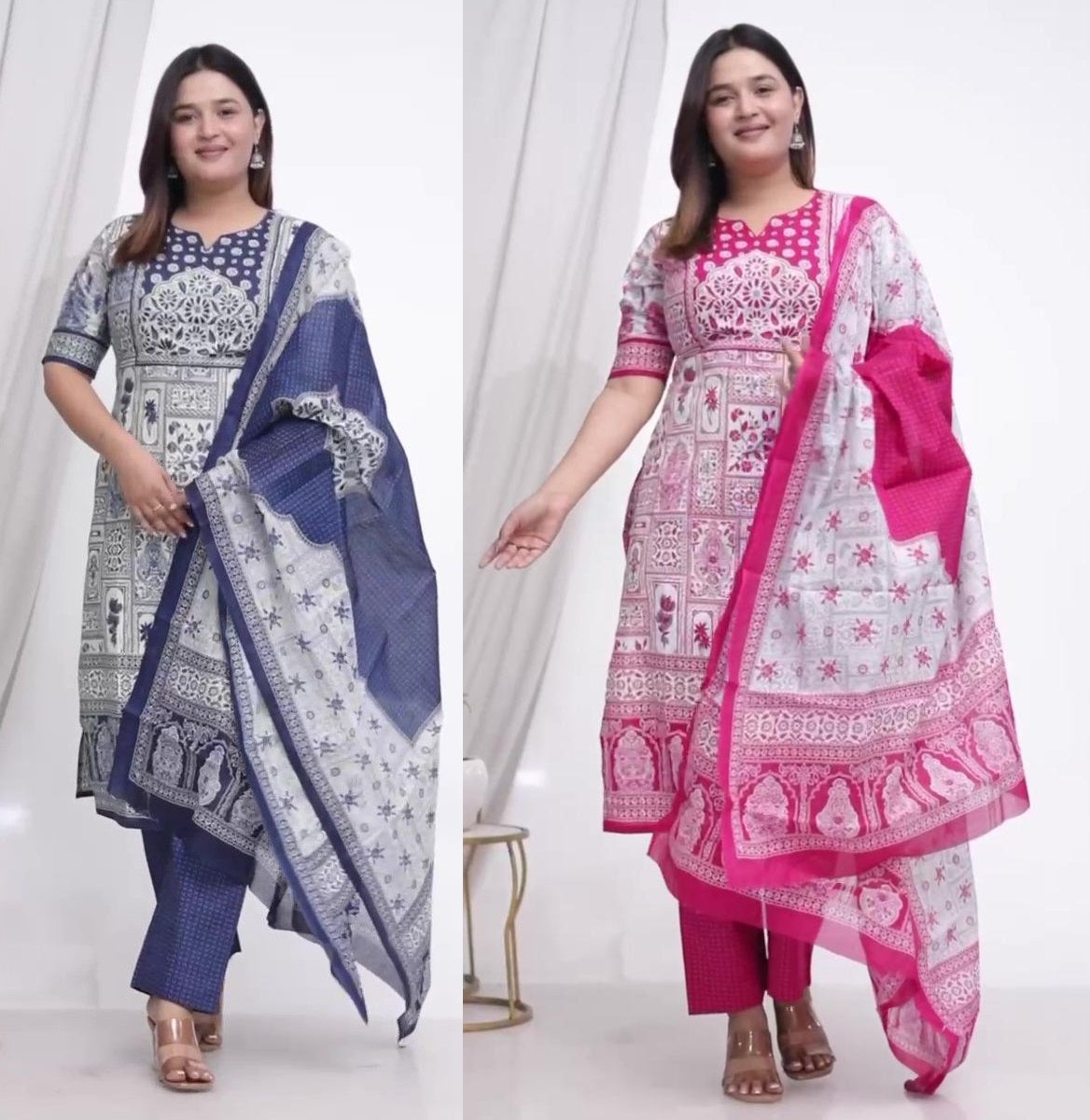Plus Size Comfortable Cotton 3 Pcs Punjabi Suit With Dupatta [ Export Quality]