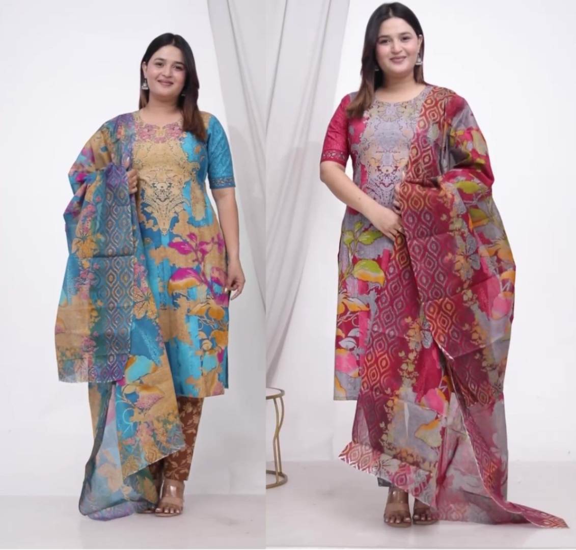 Plus Size Comfortable Cotton 3 Pcs Punjabi Suit With Dupatta [ Export Quality]
