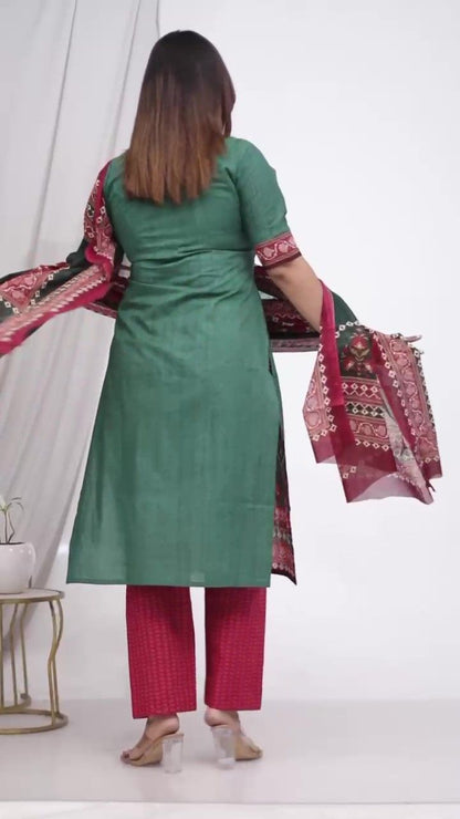Plus Size Comfortable Cotton 3 Pcs Punjabi Suit With Dupatta [ Export Quality]