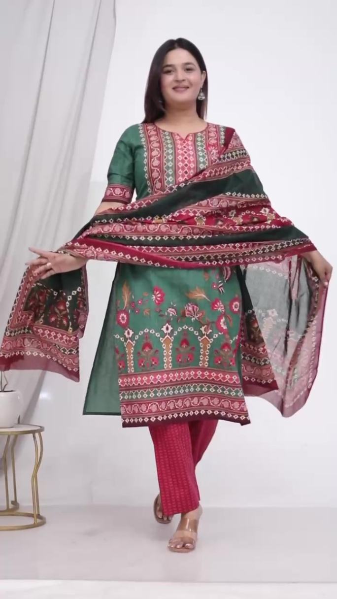Plus Size Comfortable Cotton 3 Pcs Punjabi Suit With Dupatta [ Export Quality]