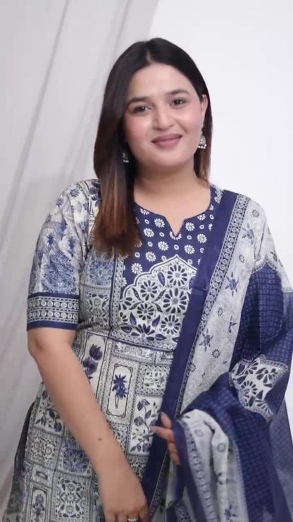 Plus Size Comfortable Cotton 3 Pcs Punjabi Suit With Dupatta [ Export Quality]