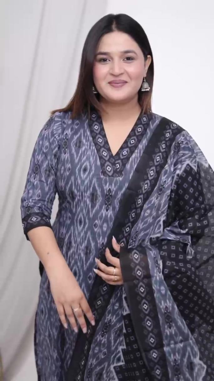 Plus Size Comfortable Cotton 3 Pcs Punjabi Suit With Dupatta [ Export Quality]