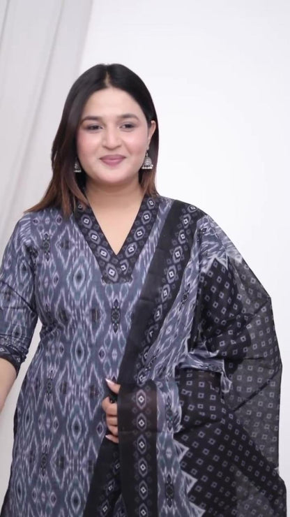Plus Size Comfortable Cotton 3 Pcs Punjabi Suit With Dupatta [ Export Quality]