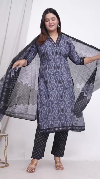 Plus Size Comfortable Cotton 3 Pcs Punjabi Suit With Dupatta [ Export Quality]