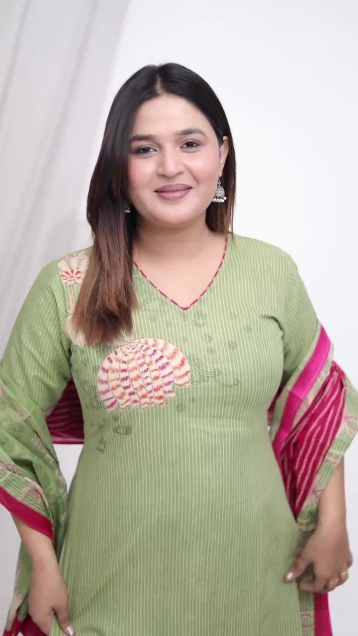 Plus Size Comfortable Cotton 3 Pcs Punjabi Suit With Dupatta [ Export Quality]