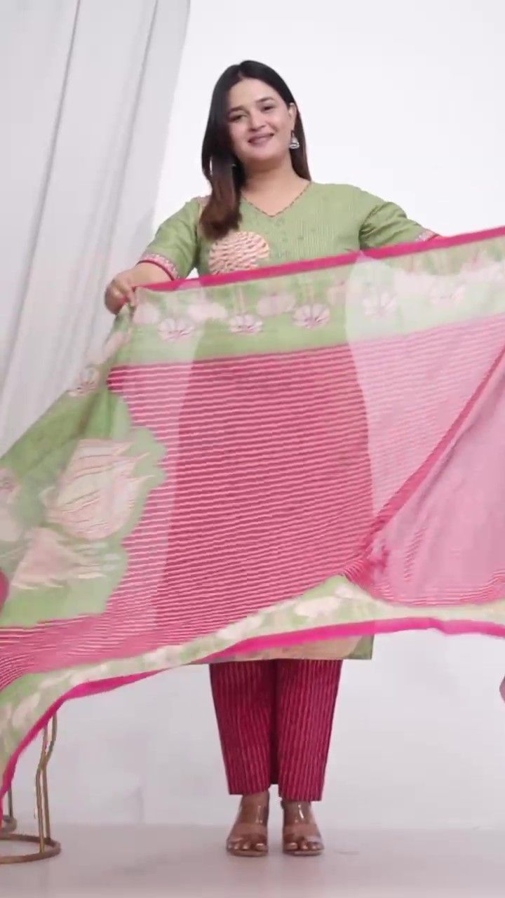 Plus Size Comfortable Cotton 3 Pcs Punjabi Suit With Dupatta [ Export Quality]