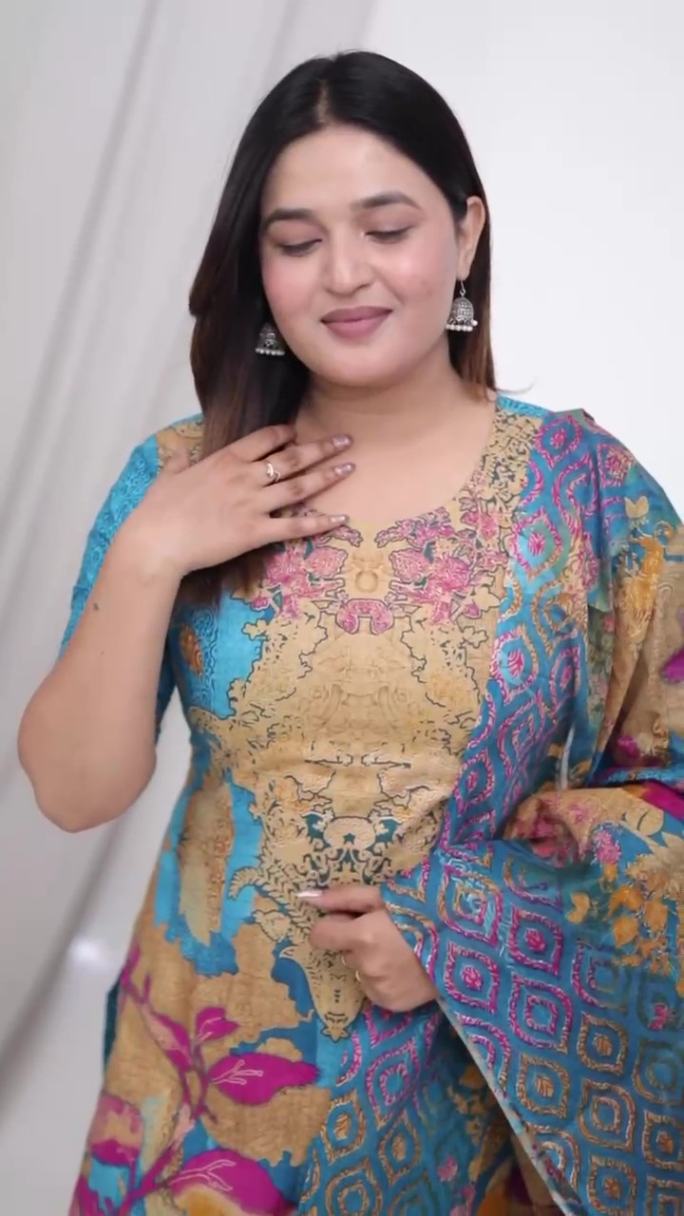 Plus Size Comfortable Cotton 3 Pcs Punjabi Suit With Dupatta [ Export Quality]