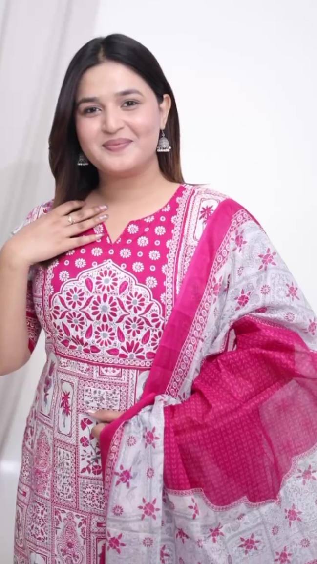 Plus Size Comfortable Cotton 3 Pcs Punjabi Suit With Dupatta [ Export Quality]