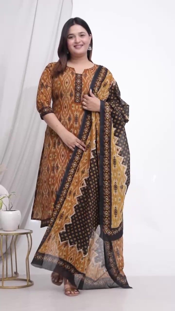 Plus Size Comfortable Cotton 3 Pcs Punjabi Suit With Dupatta [ Export Quality]