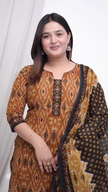 Plus Size Comfortable Cotton 3 Pcs Punjabi Suit With Dupatta [ Export Quality]