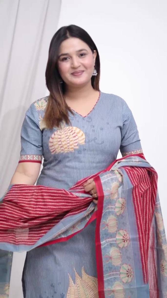 Plus Size Comfortable Cotton 3 Pcs Punjabi Suit With Dupatta [ Export Quality]