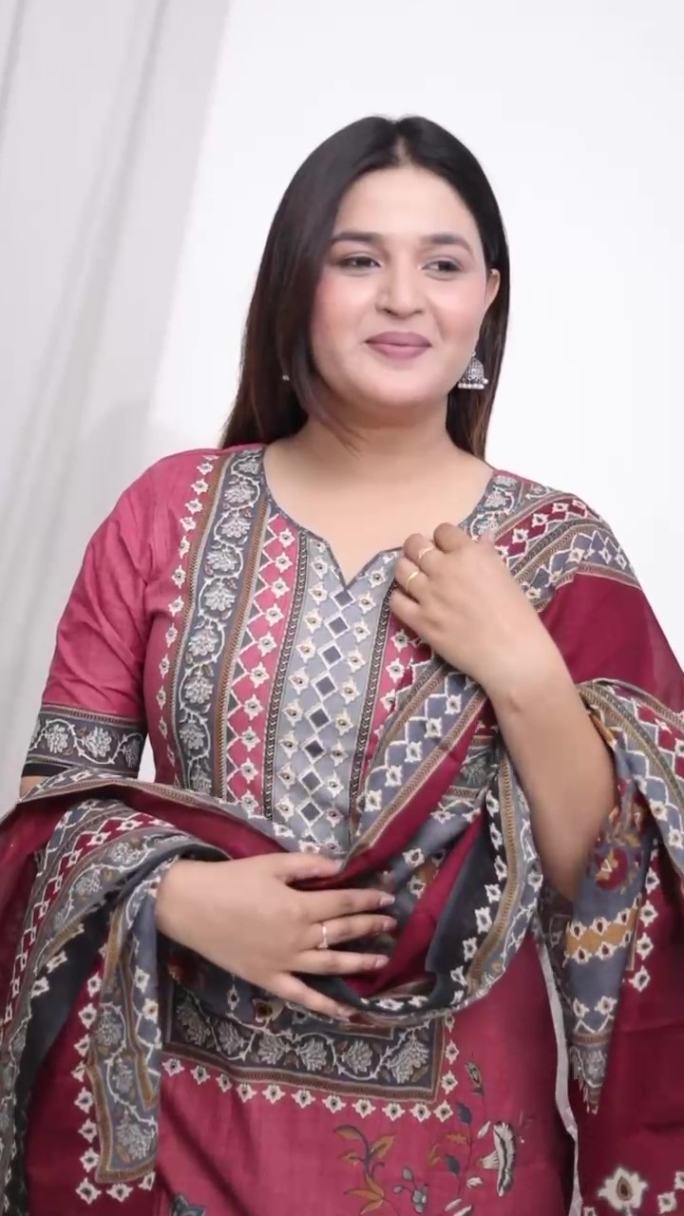 Plus Size Comfortable Cotton 3 Pcs Punjabi Suit With Dupatta [ Export Quality]