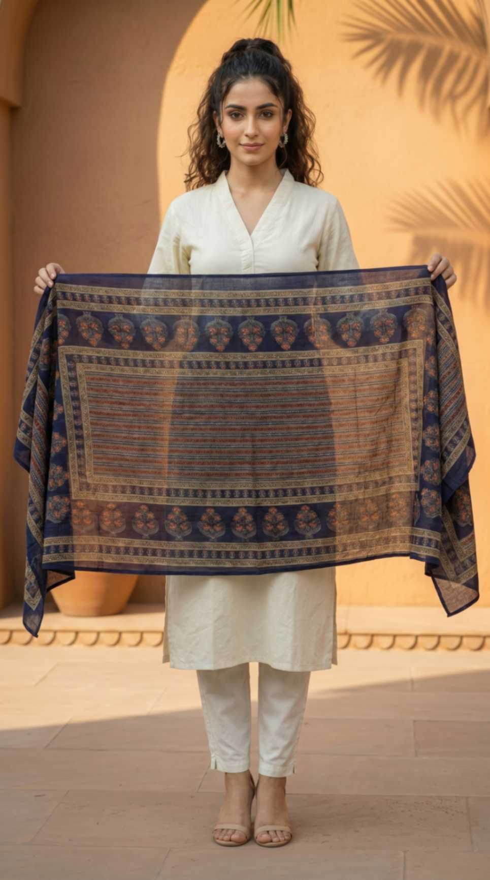 Royal Blue Cotton Traditional Printed Ethnic -Only Dupatta