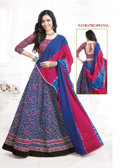 Festive Special Cotton Ajrakh Printed Lehnga Set with Stitched Blouse & Soft Cotton Dupatta [ Export Quality]