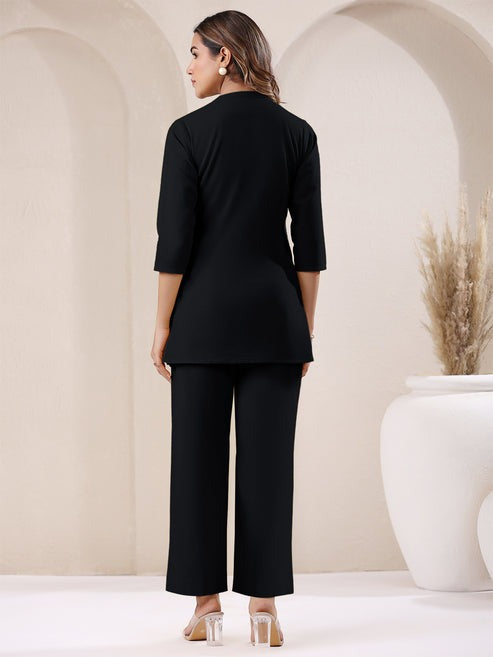 Versatile Comfortable Black Khadi Cotton Solid Straight Pant [ Export Quality ]