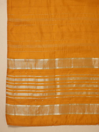 Mustard Cotton Blend Yoke Embroidered Straight Punjabi Suit 3 Pcs Set [ Export Quality ]