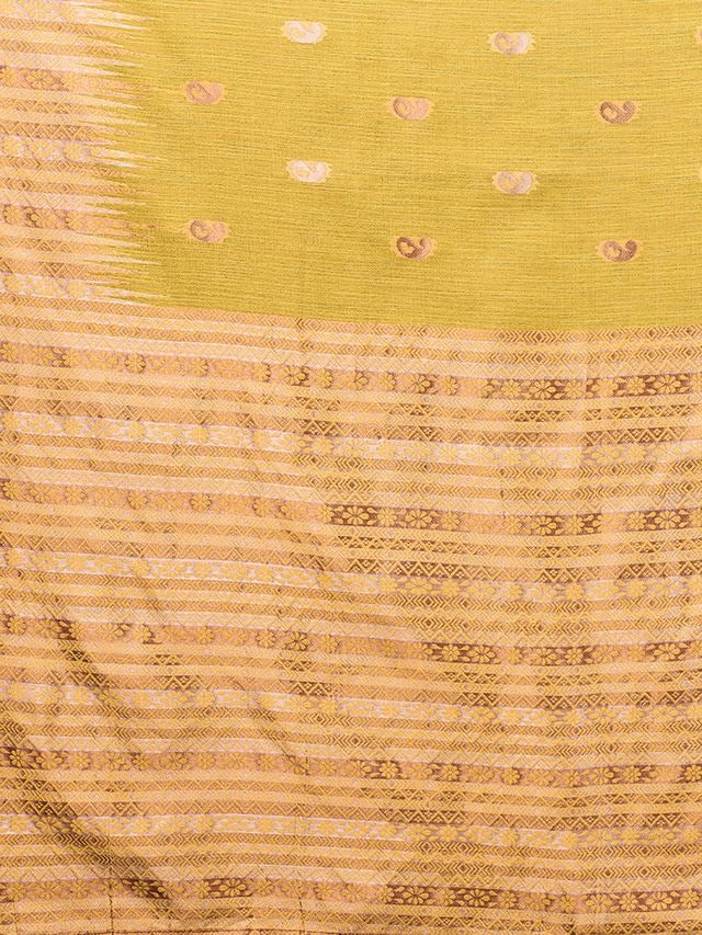 Yellow Chanderi Zari-woven Saree with Attached Blouse Piece [ Export Quality ]