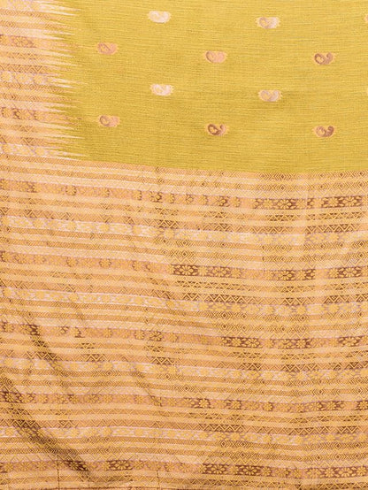 Yellow Chanderi Zari-woven Saree with Attached Blouse Piece [ Export Quality ]