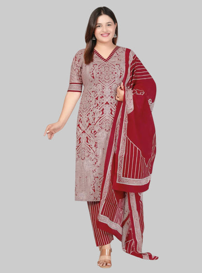 [Ready Stock]  Plus Size Comfortable Cotton 3 Pcs Punjabi Suit With Dupatta [ Export Quality]
