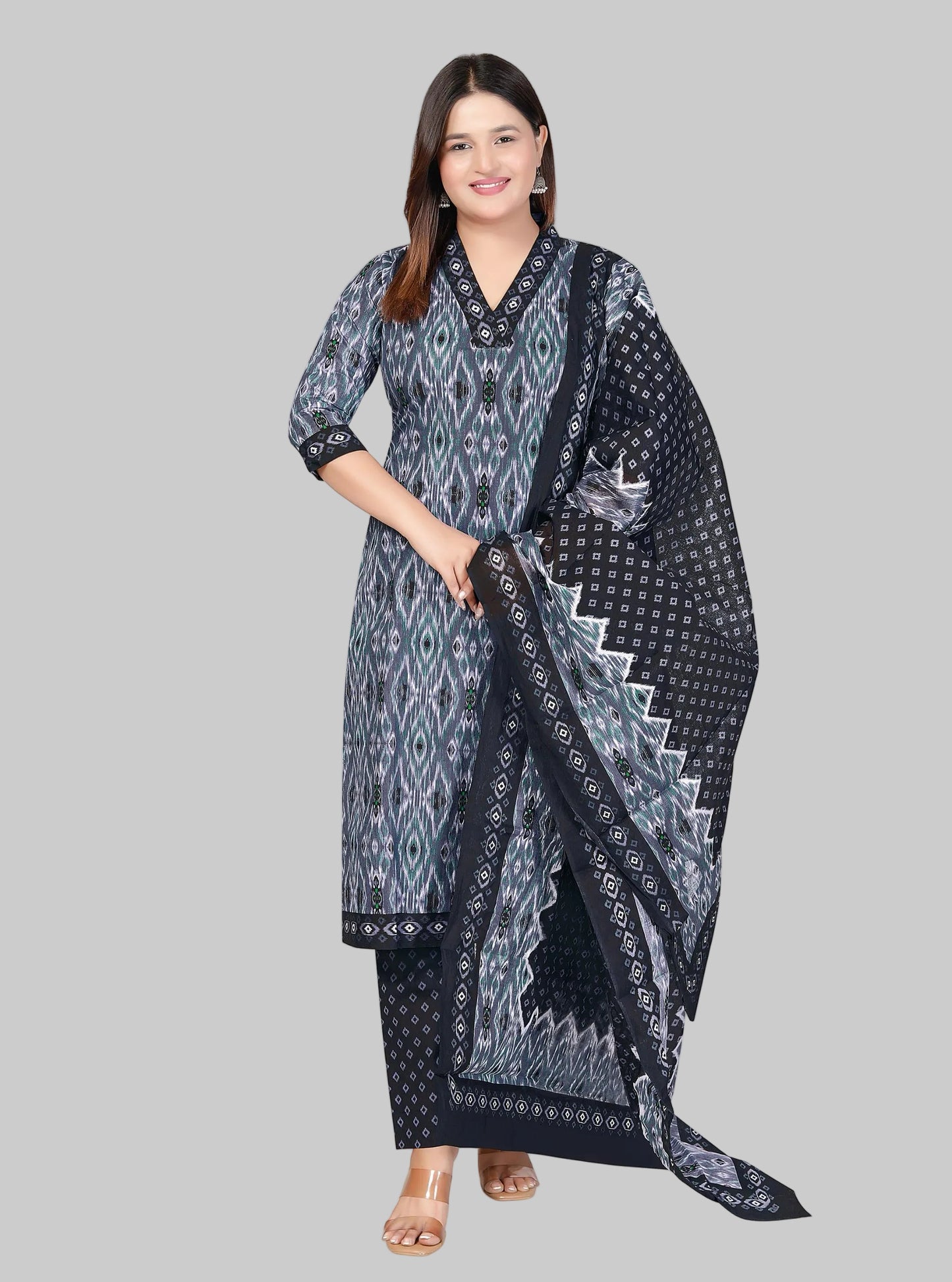 Plus Size Cotton 3 Pcs Punjabi Suit With Dupatta [ Export Quality]