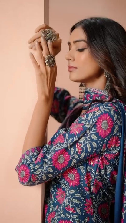 Elegant & Comfortable Cotton 3 Pcs Punjabi Suit with Dupatta & Pathani Salwar [ Export Quality]